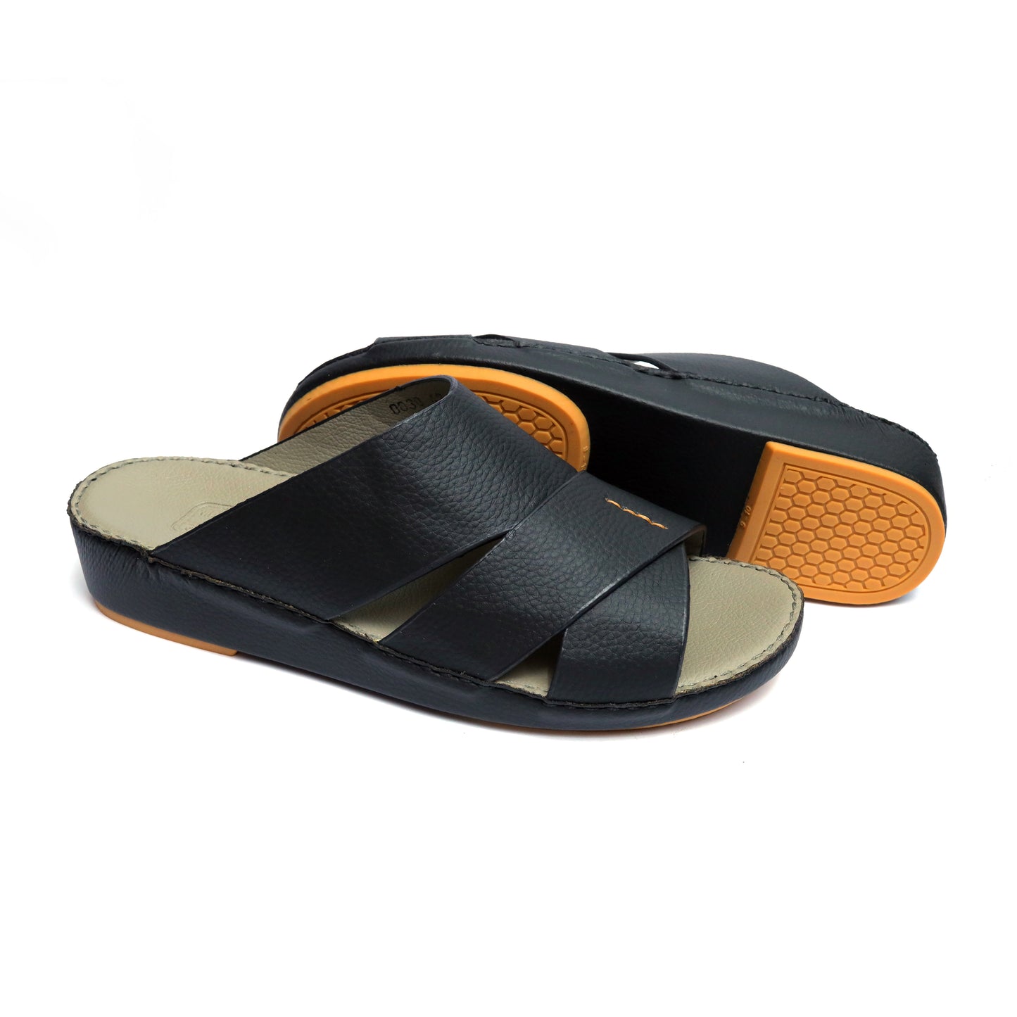 Maroos 0030 Black and Gray Men’s Leather Arabic Sandal