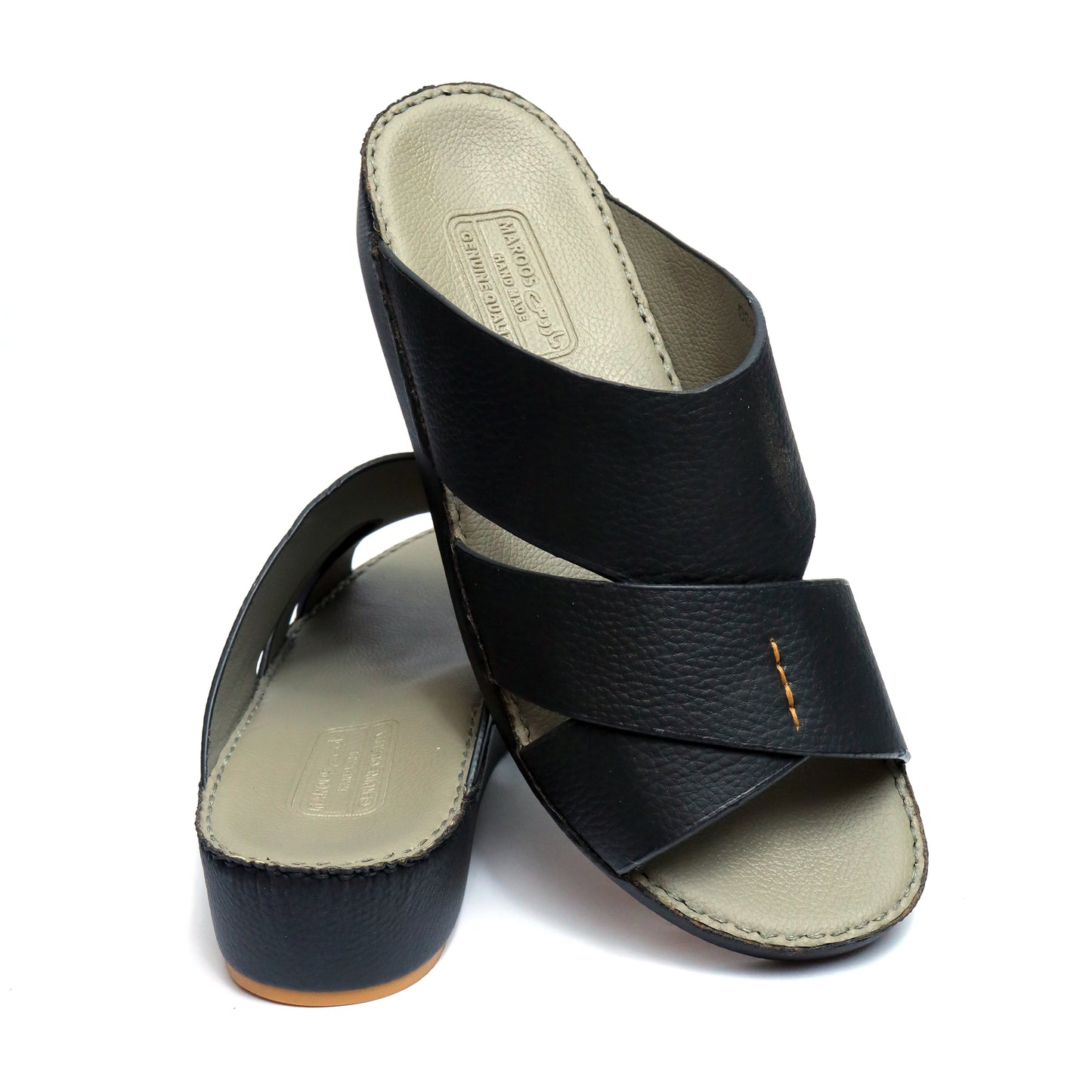 Maroos 0030 Black and Gray Men’s Leather Arabic Sandal