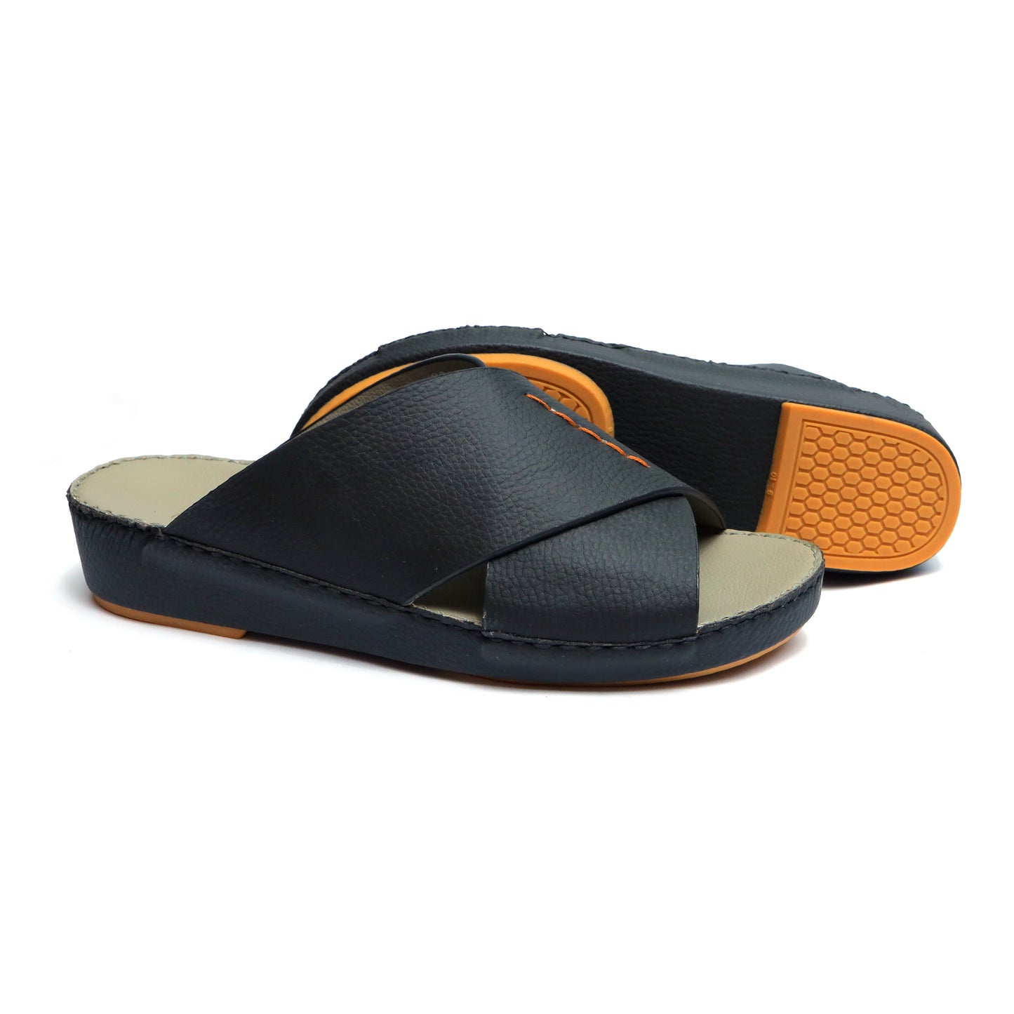 Maroos 0040 Black and Gray Men’s Leather Arabic Sandal