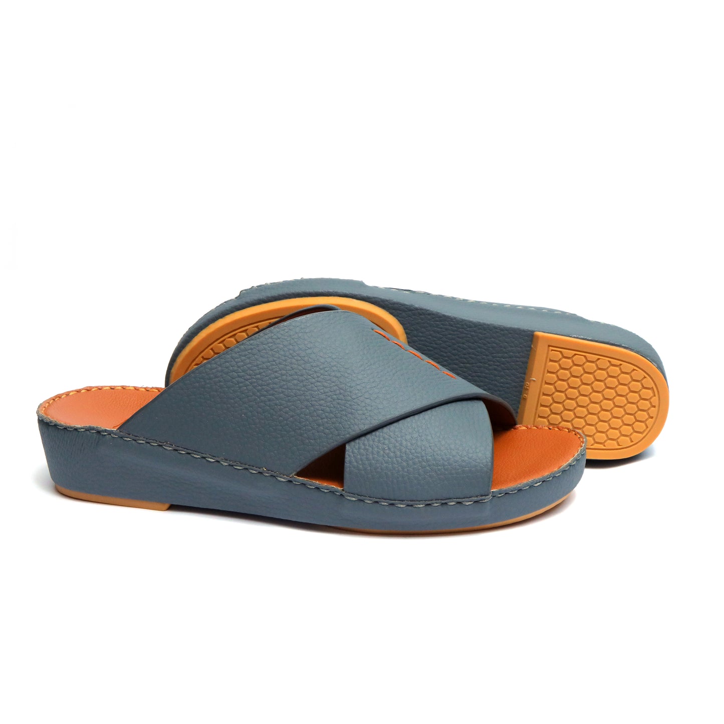 Maroos 0040 Blue Men’s Leather Arabic Sandal