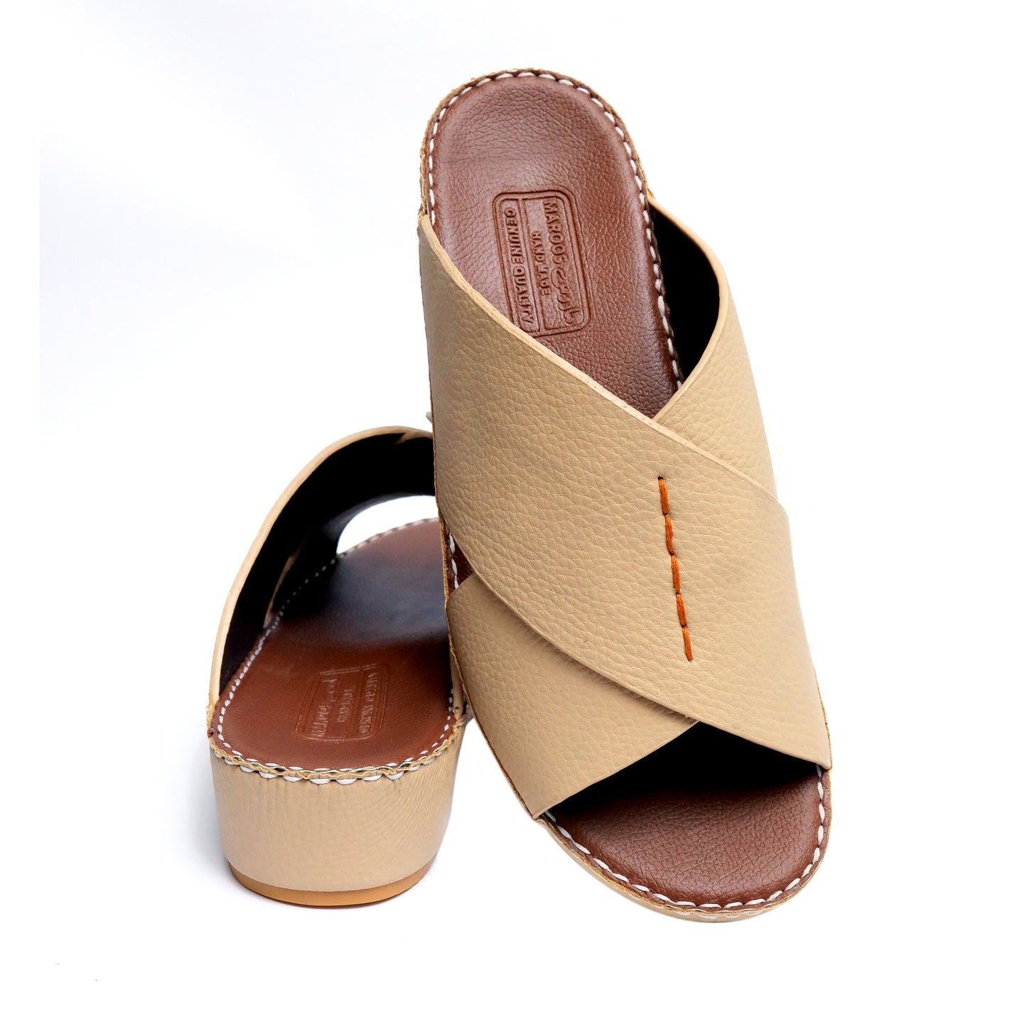 Maroos 0040 Beige Men’s Leather Arabic Sandal