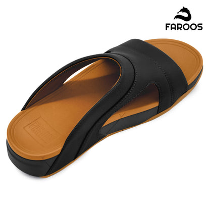 Faroos[F367]M133 Black Tan Gents Arabic Sandal