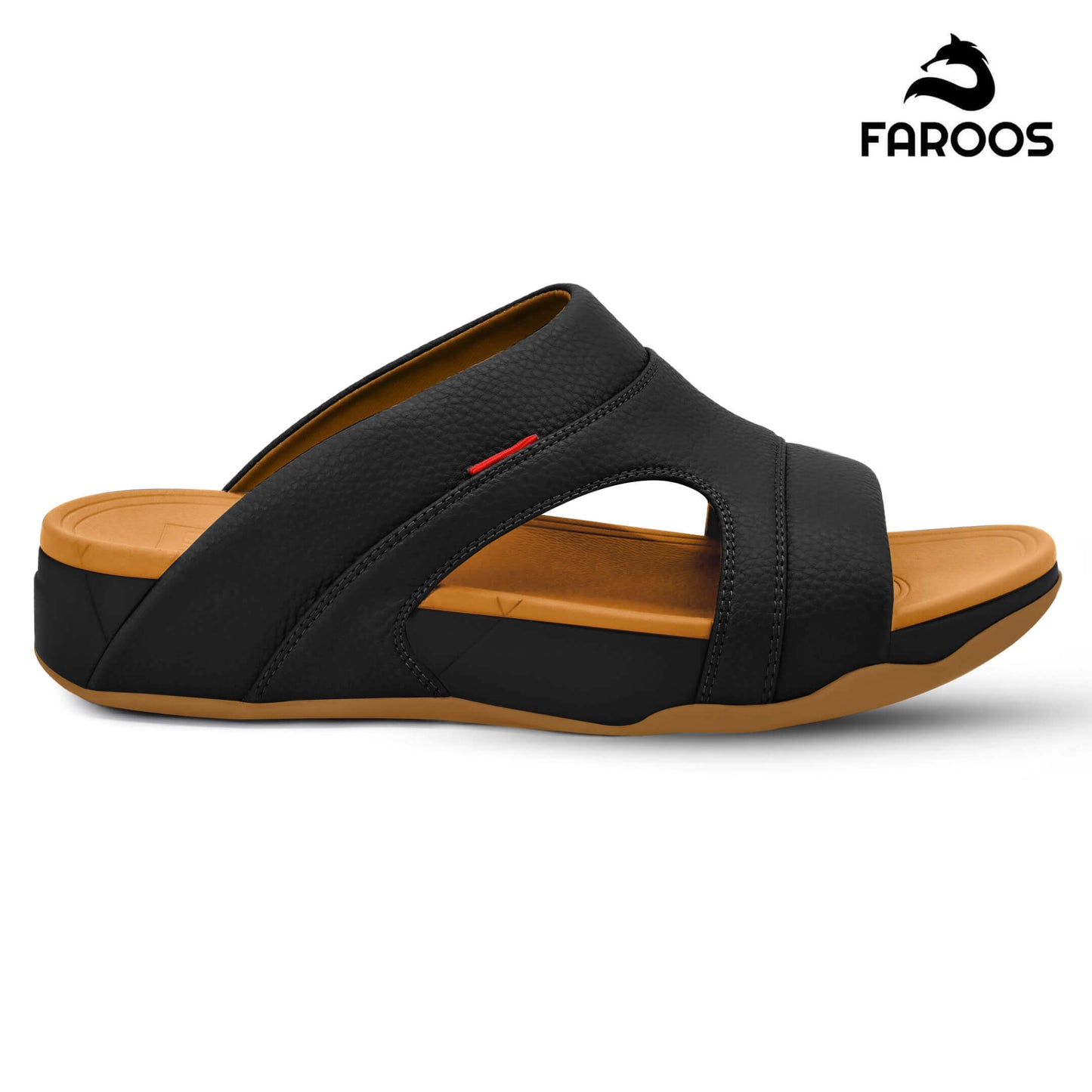 Faroos[F511]M099 Black Tan Gents Arabic Sandal