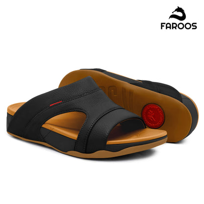 Faroos[F511]M099 Black Tan Gents Arabic Sandal
