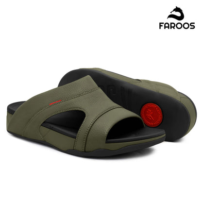 Faroos[F368]M133 Olive Gents Arabic Sandal