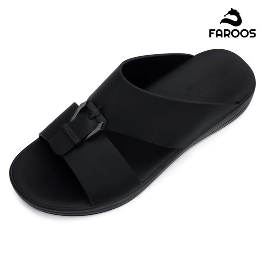 Faroos[F506]M119 Full Black Gents Arabic Sandal