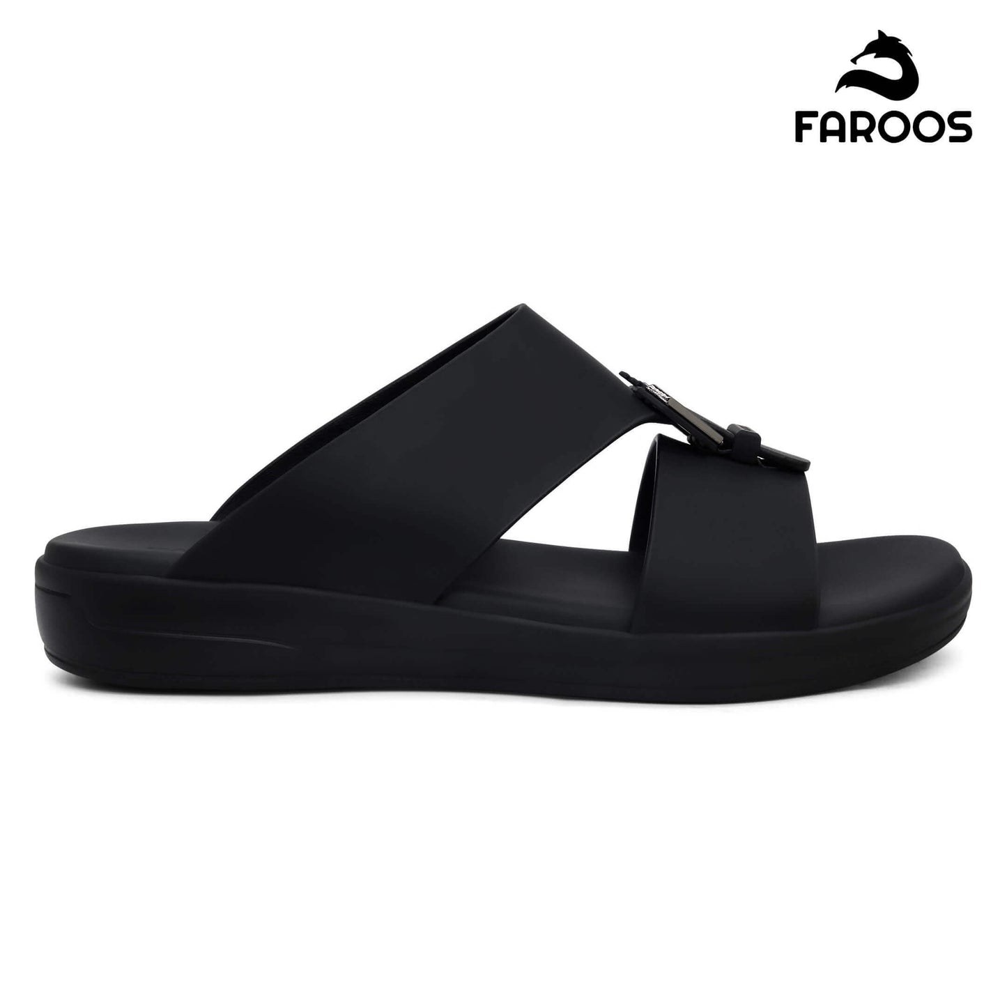 Faroos[F506]M119 Full Black Gents Arabic Sandal