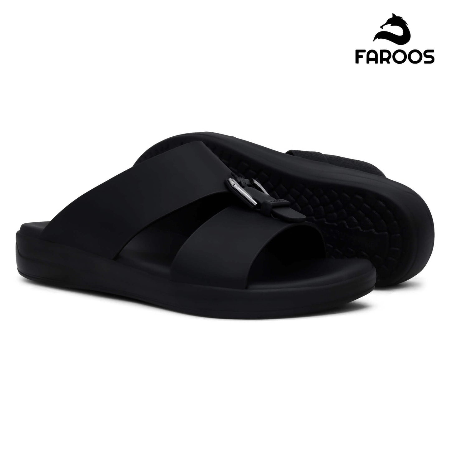 Faroos[F506]M119 Full Black Gents Arabic Sandal