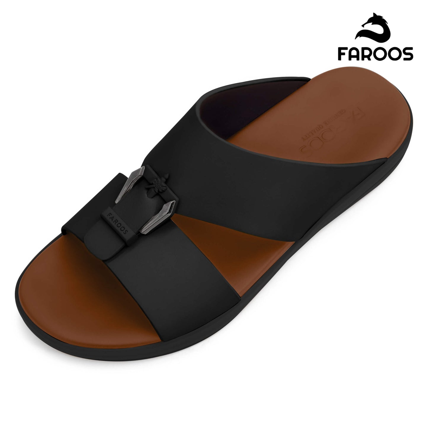 Faroos[F510]M119 Black Tan Gents Arabic Sandal