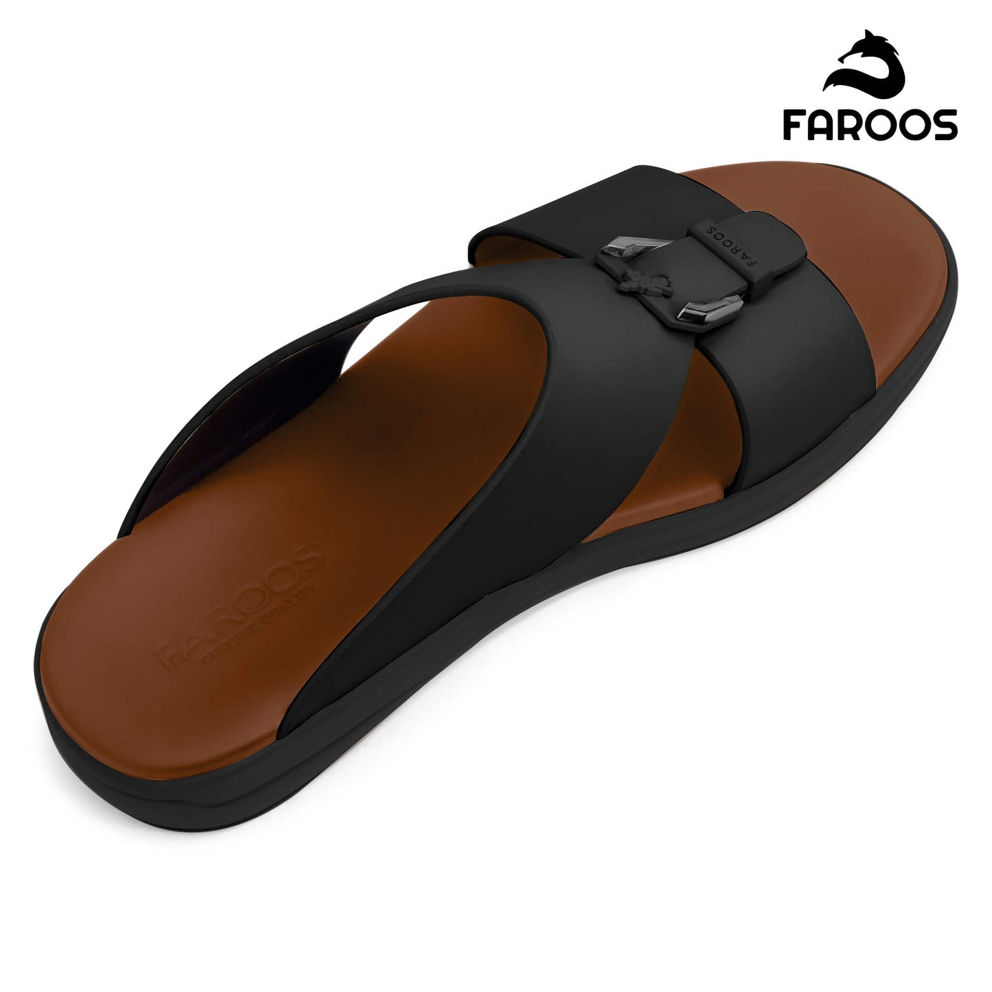 Faroos[F510]M119 Black Tan Gents Arabic Sandal