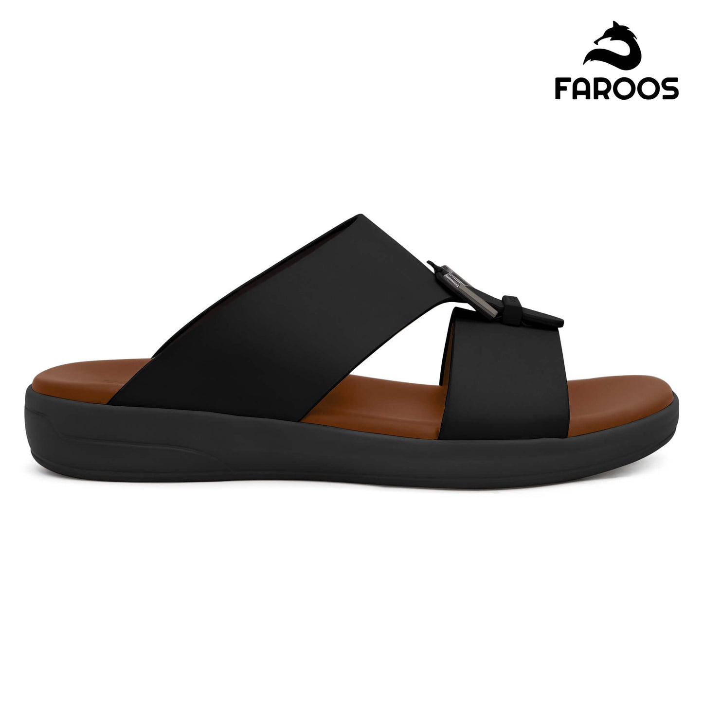 Faroos[F510]M119 Black Tan Gents Arabic Sandal