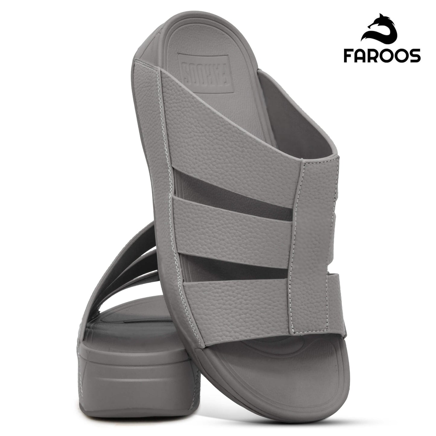 Faroos[F492]M144 Grey Gents Arabic Sandal