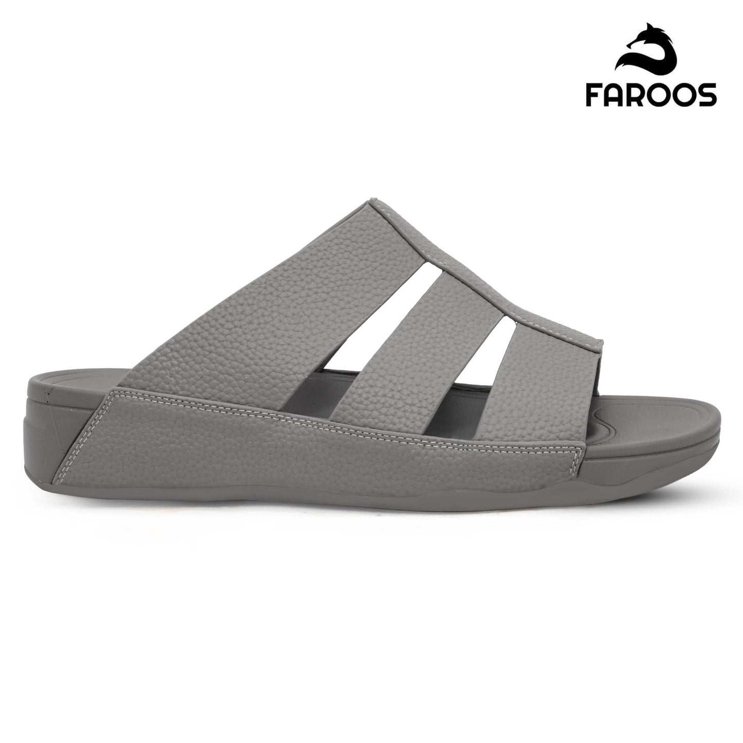 Faroos[F492]M144 Grey Gents Arabic Sandal