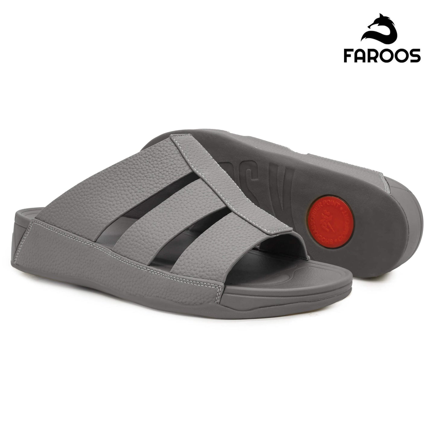 Faroos[F492]M144 Grey Gents Arabic Sandal