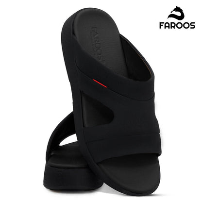 Faroos[F512]M099 Full Black Gents Arabic Sandal