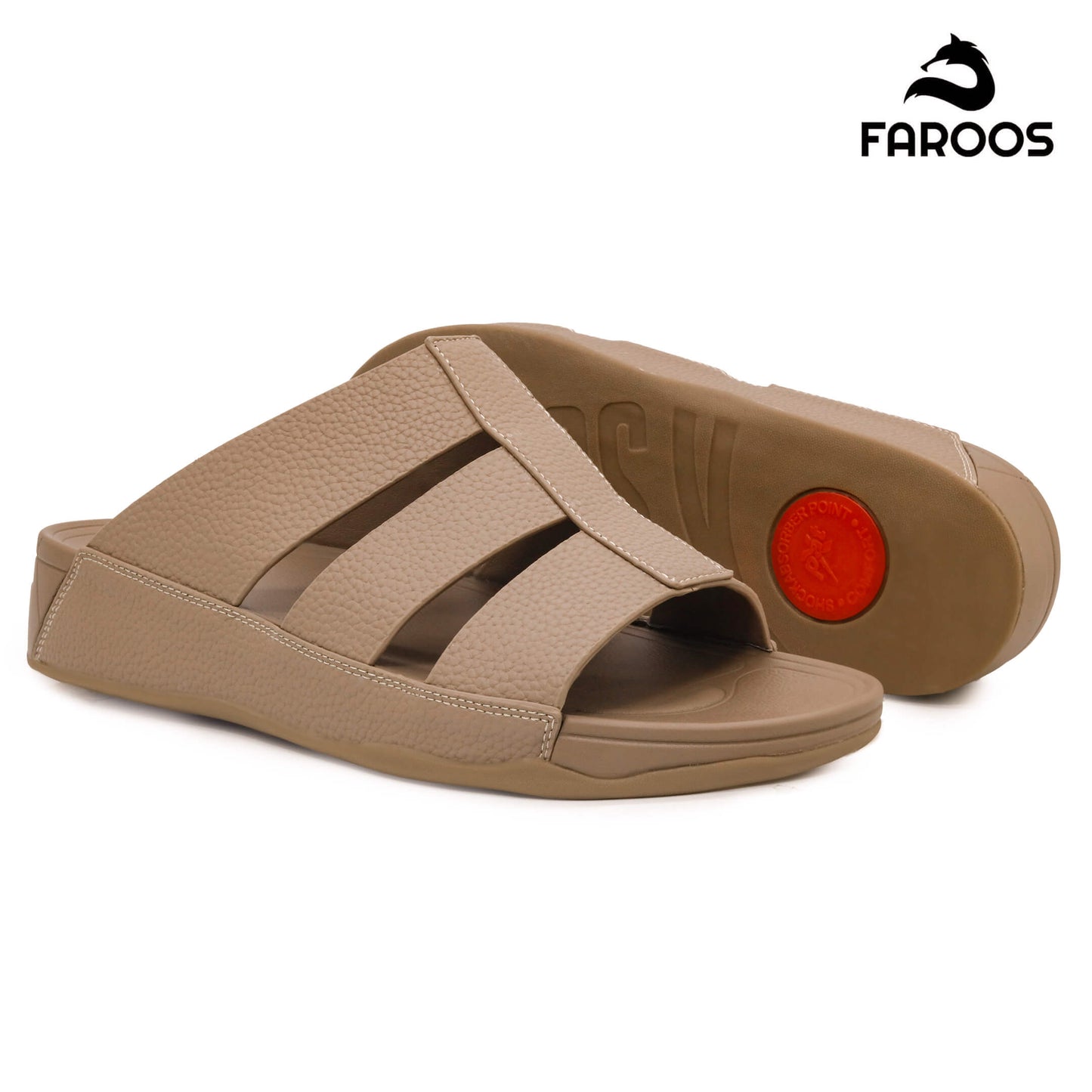 Faroos[F494]M144 Stone Gents Arabic Sandal