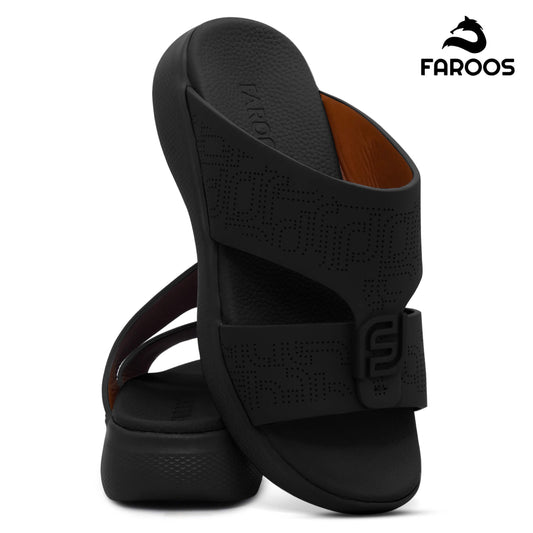 Faroos[F470]M090 Black Gents Arabic Sandal