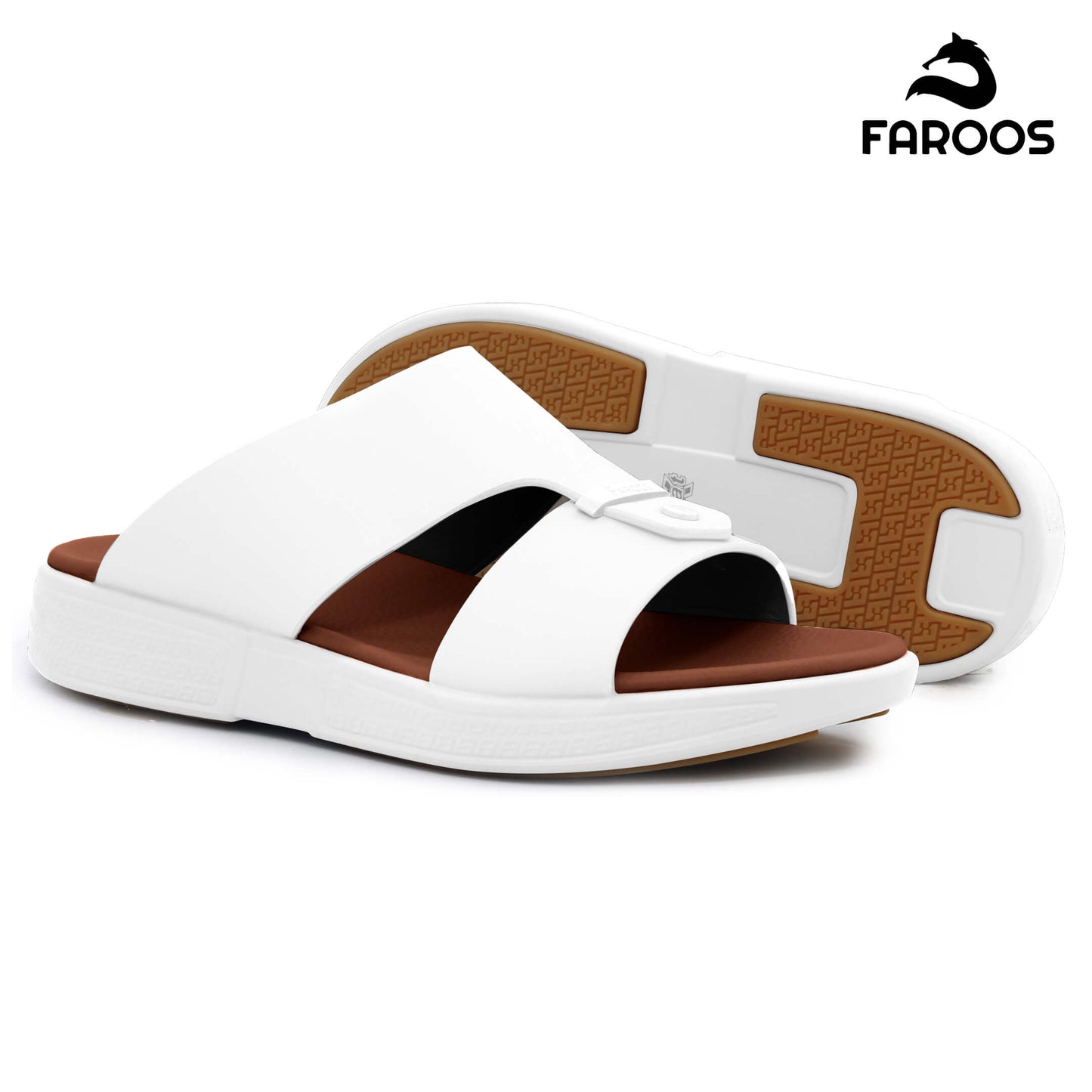 Faroos[F495]M098 White Gents Arabic Sandal