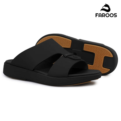 Faroos[F496]M098 Black Gents Arabic Sandal