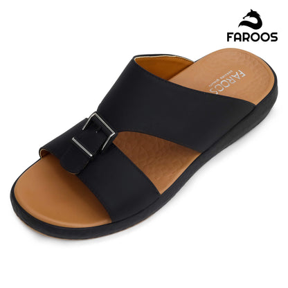 Faroos[F479]M010 Black Gents Arabic Sandal