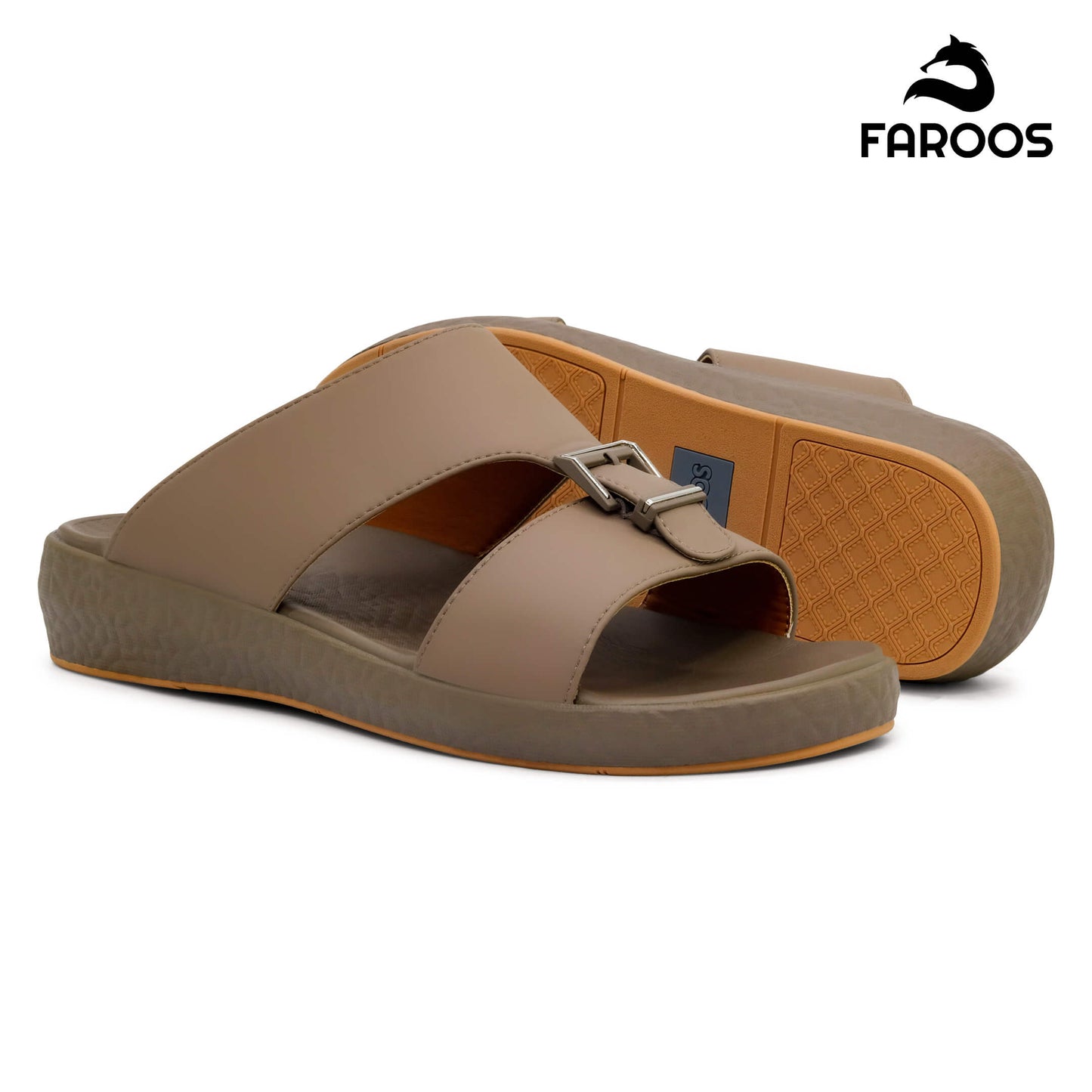 Faroos[F481]M010 Khaki Gents Arabic Sandal