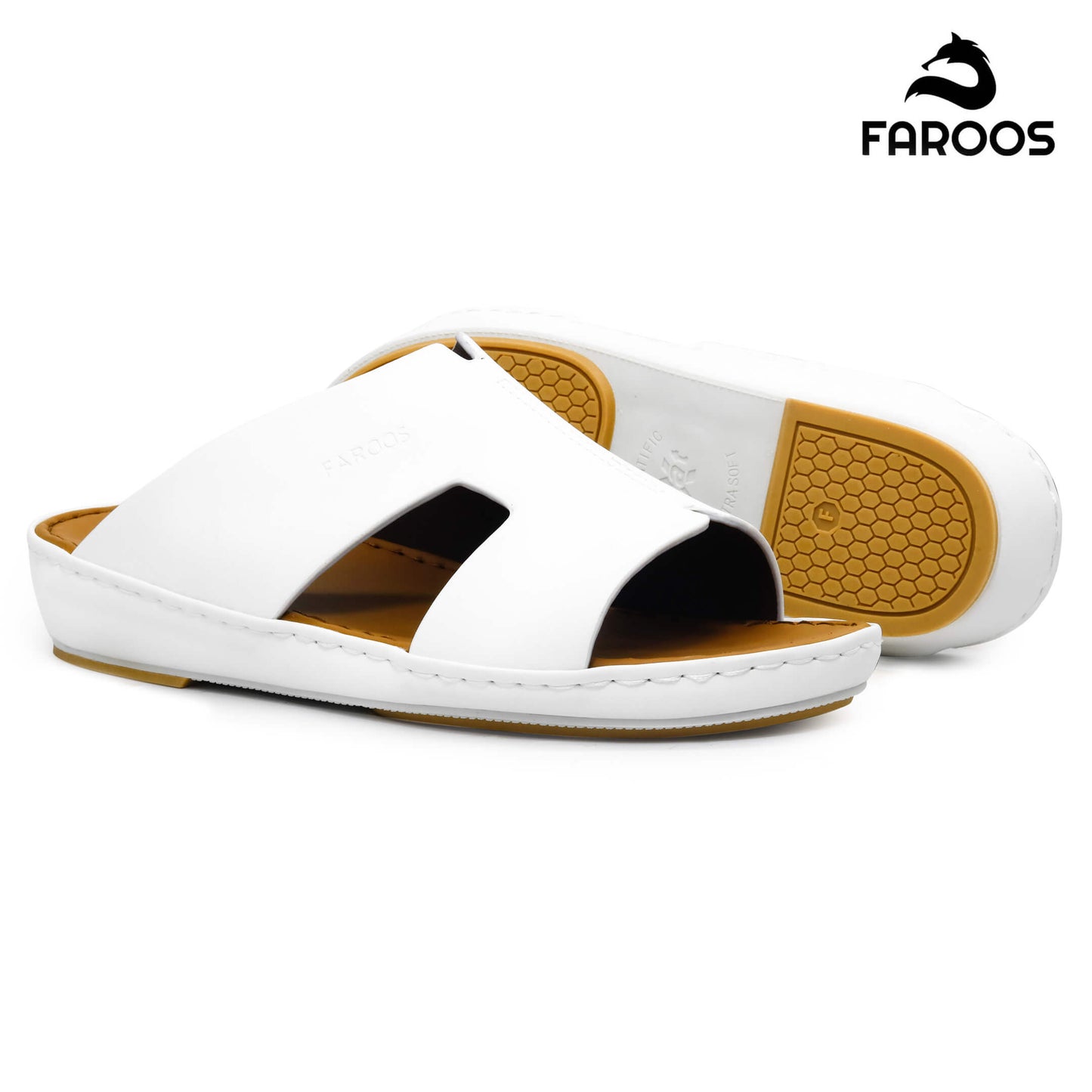 Faroos[F353]1291 White Gents Arabic Sandal