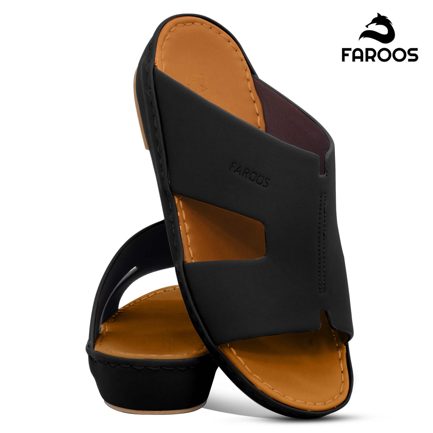 Faroos[F352]1291 Black Gents Arabic Sandal