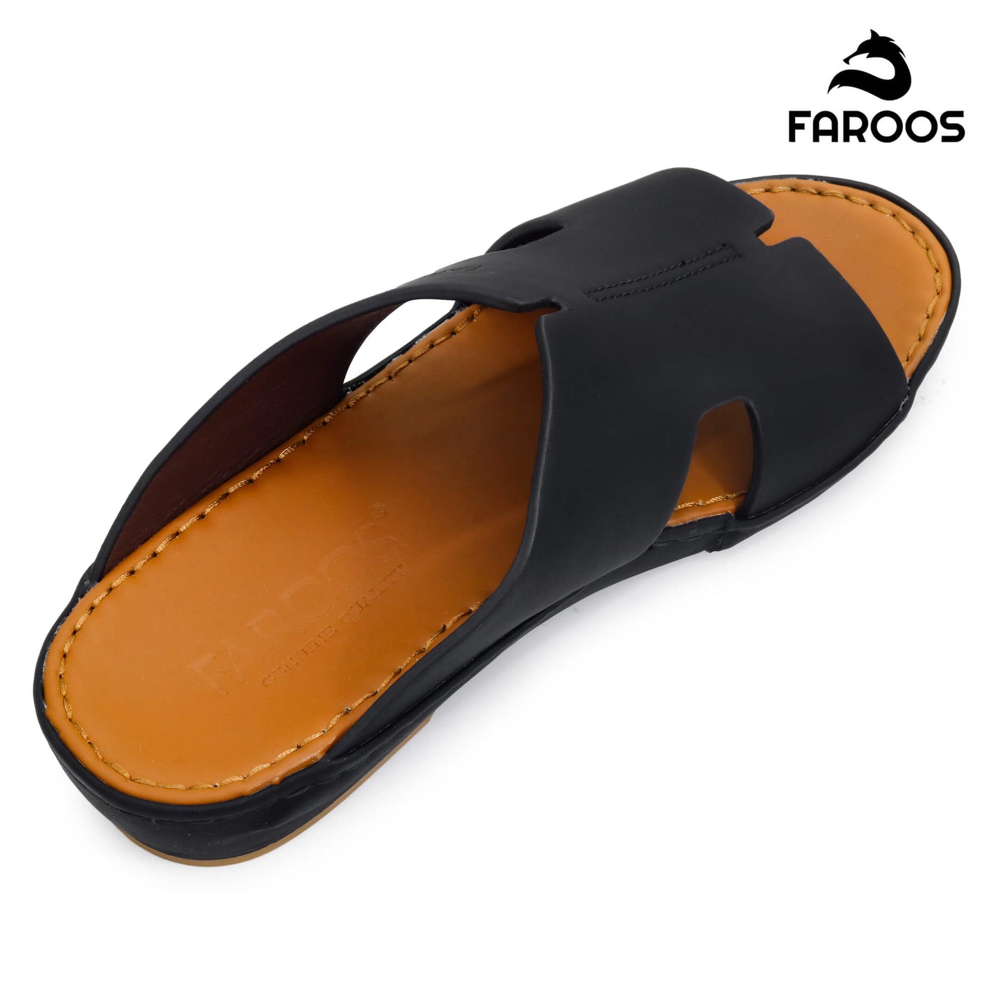 Faroos[F352]1291 Black Gents Arabic Sandal