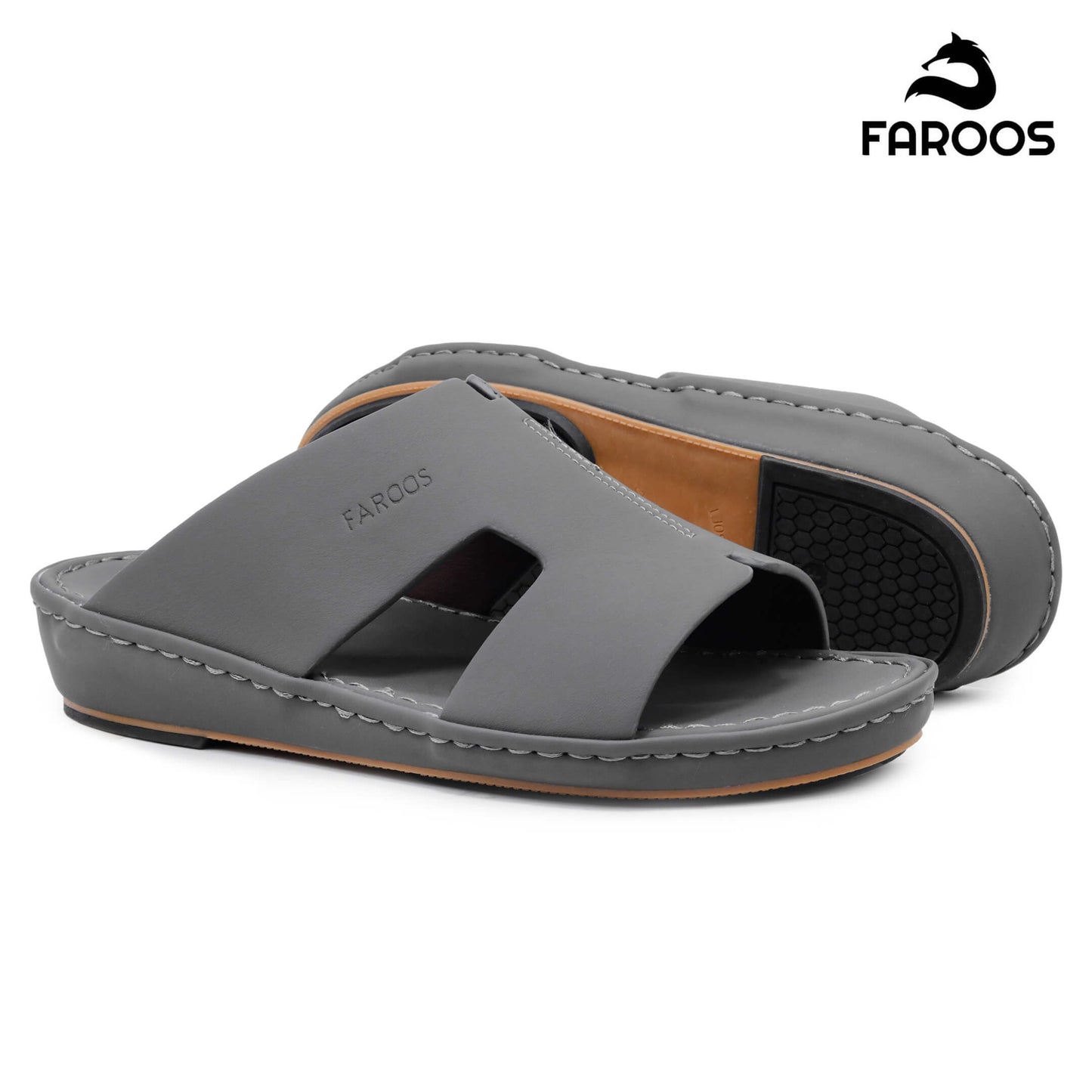 Faroos[F354]1291 Gray Gents Arabic Sandal
