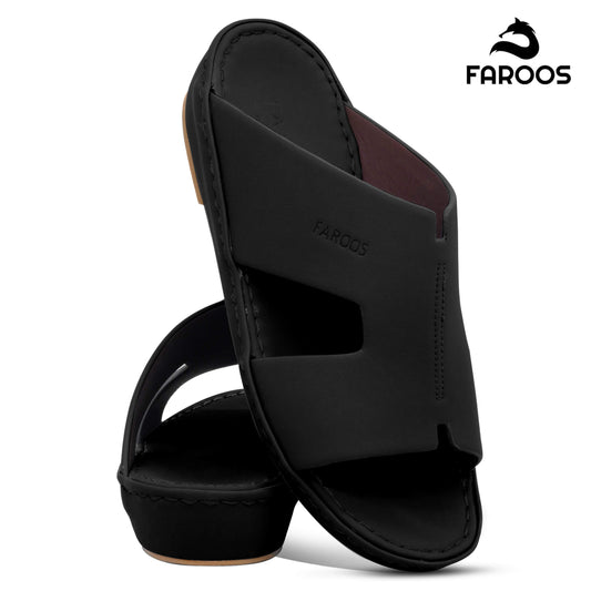 Faroos[F355]1291 Full Black Gents Arabic Sandal