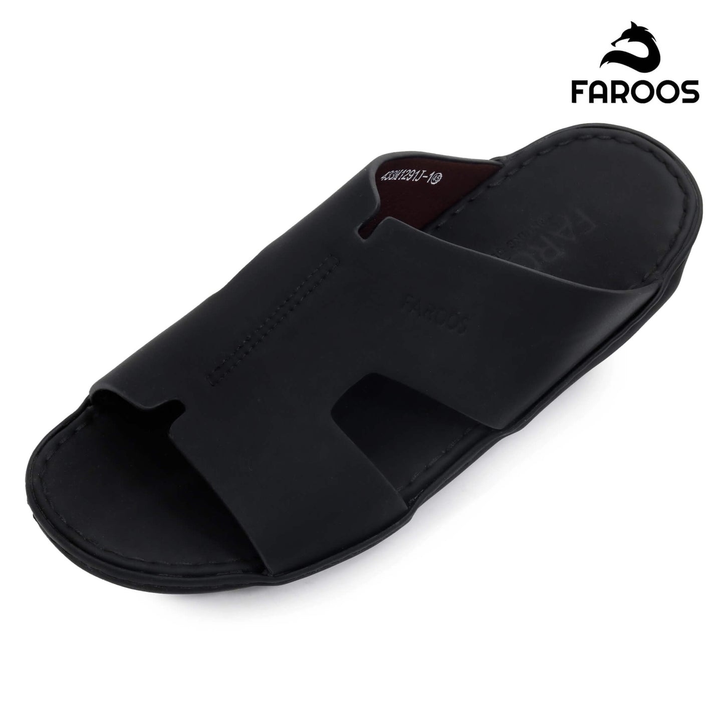 Faroos[F355]1291 Full Black Gents Arabic Sandal