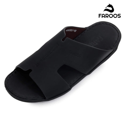 Faroos[F355]1291 Full Black Gents Arabic Sandal