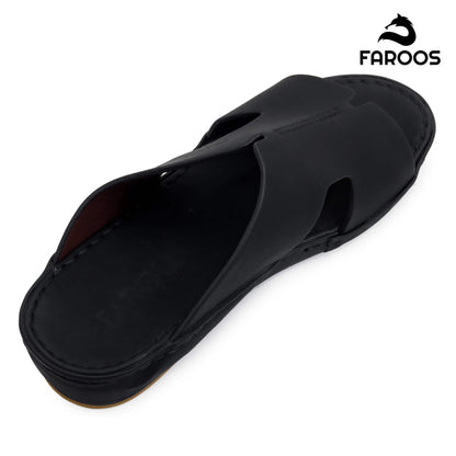 Faroos[F355]1291 Full Black Gents Arabic Sandal