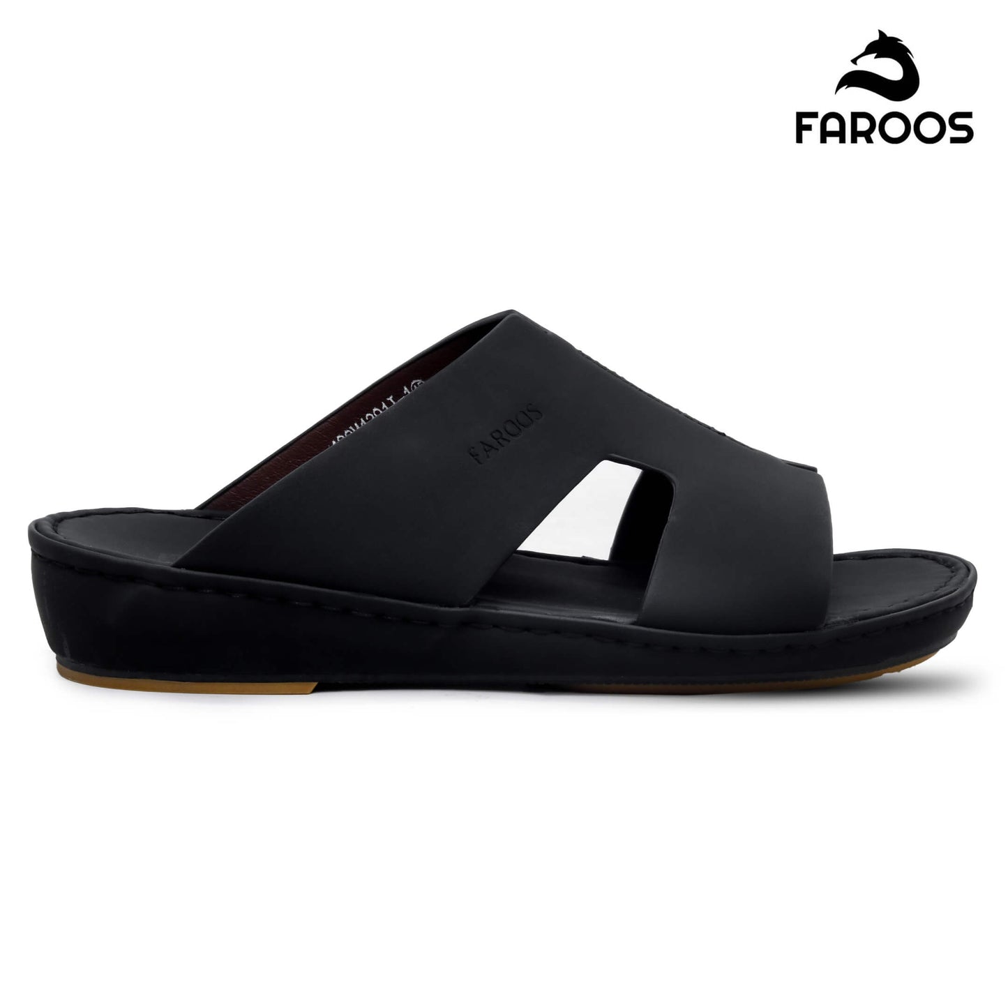 Faroos[F355]1291 Full Black Gents Arabic Sandal