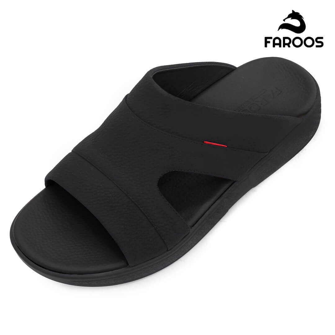 Faroos[F512]M099 Full Black Gents Arabic Sandal
