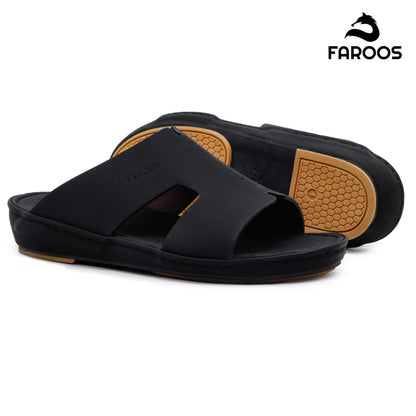 Faroos[F355]1291 Full Black Gents Arabic Sandal