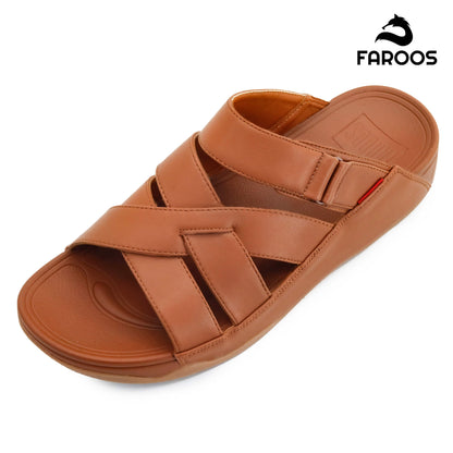 Faroos[F373]M103 Brown Tan Gents Arabic Sandal