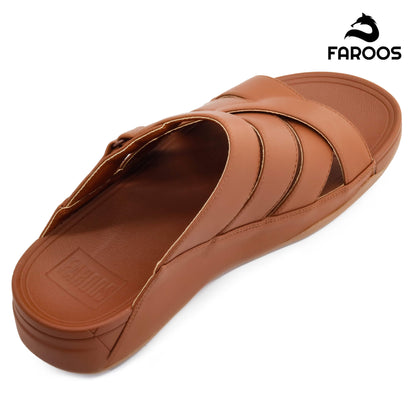 Faroos[F373]M103 Brown Tan Gents Arabic Sandal