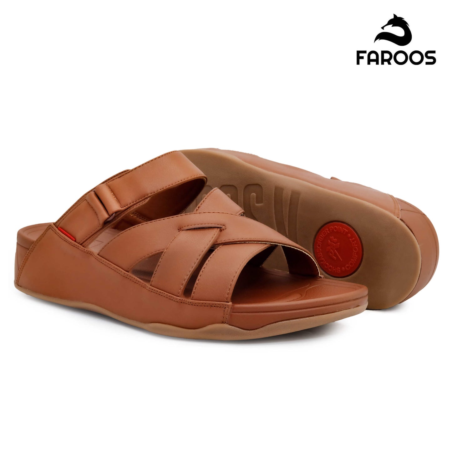 Faroos[F373]M103 Brown Tan Gents Arabic Sandal
