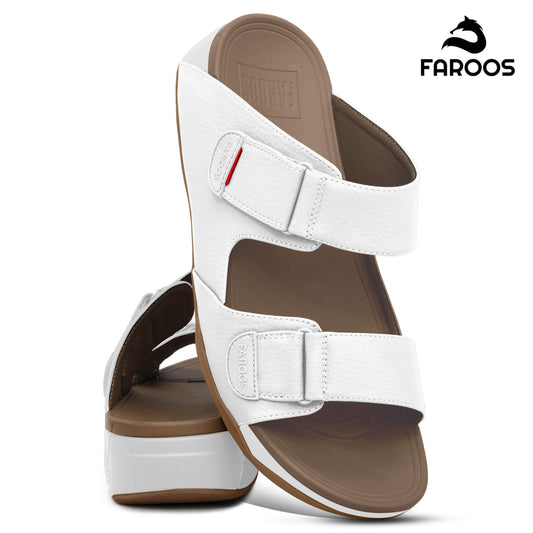 Faroos[F440]M124 White Gents Arabic Sandal