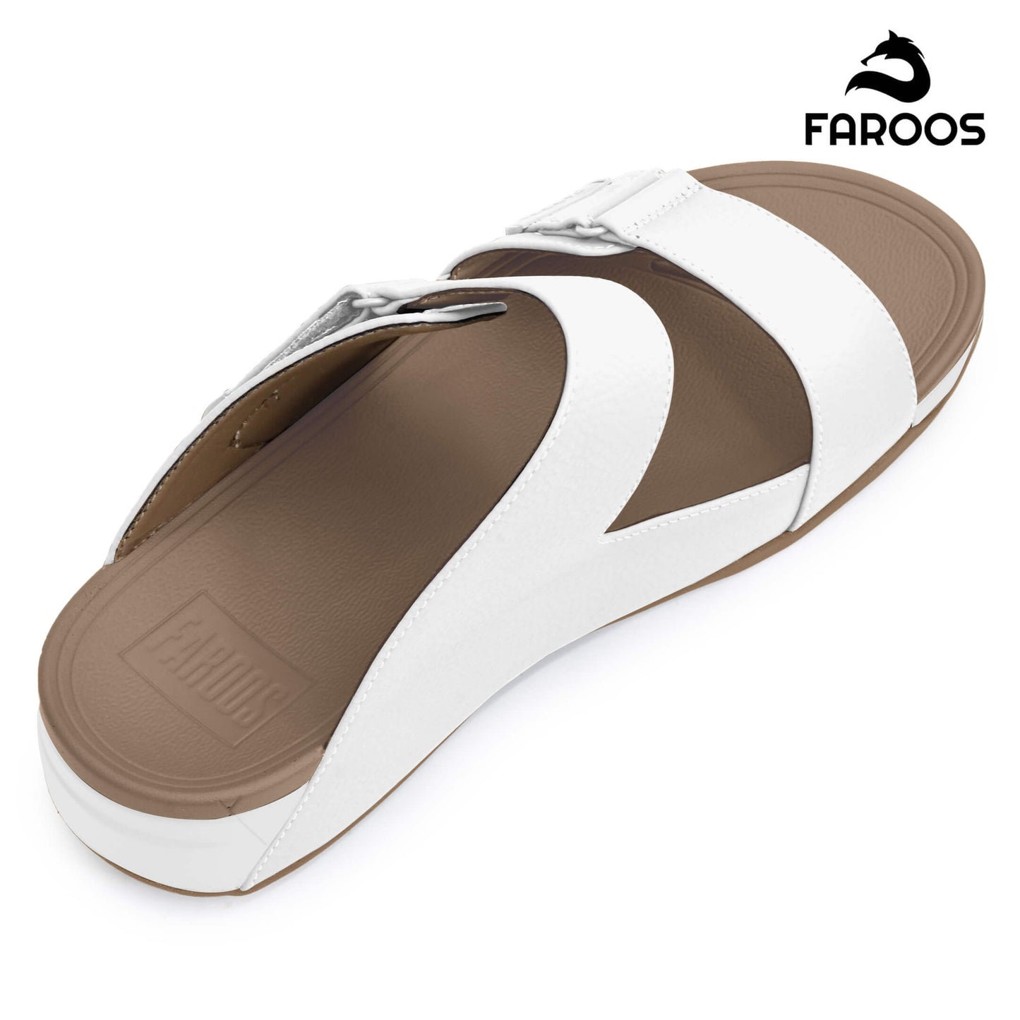 Faroos[F440]M124 White Gents Arabic Sandal