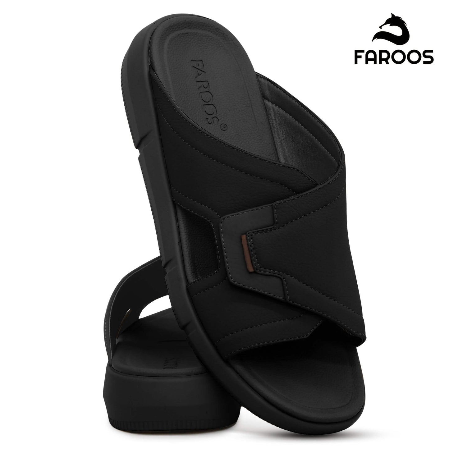 Faroos[F461]M012 Black Gents Arabic Sandal