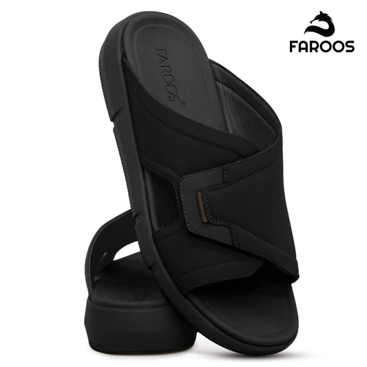 Faroos[F461]M012 Black Gents Arabic Sandal