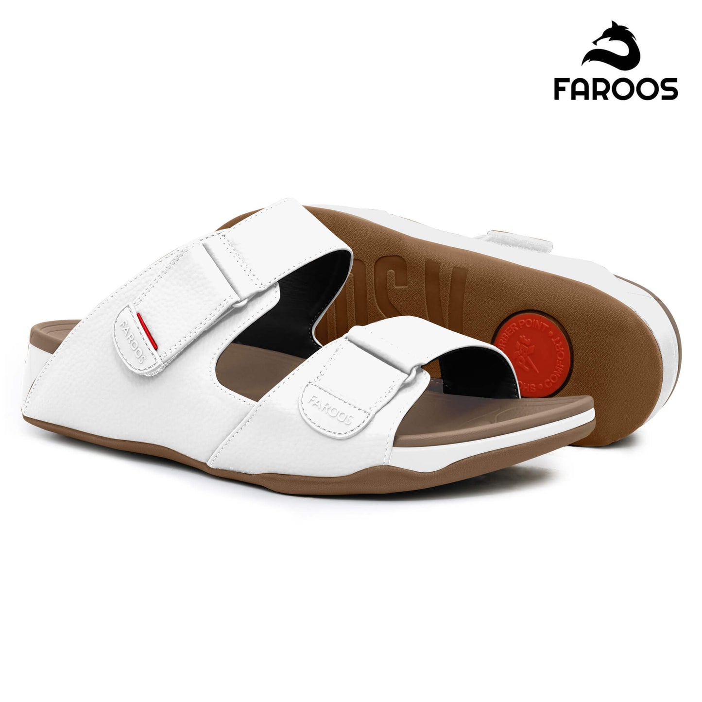 Faroos[F440]M124 White Gents Arabic Sandal