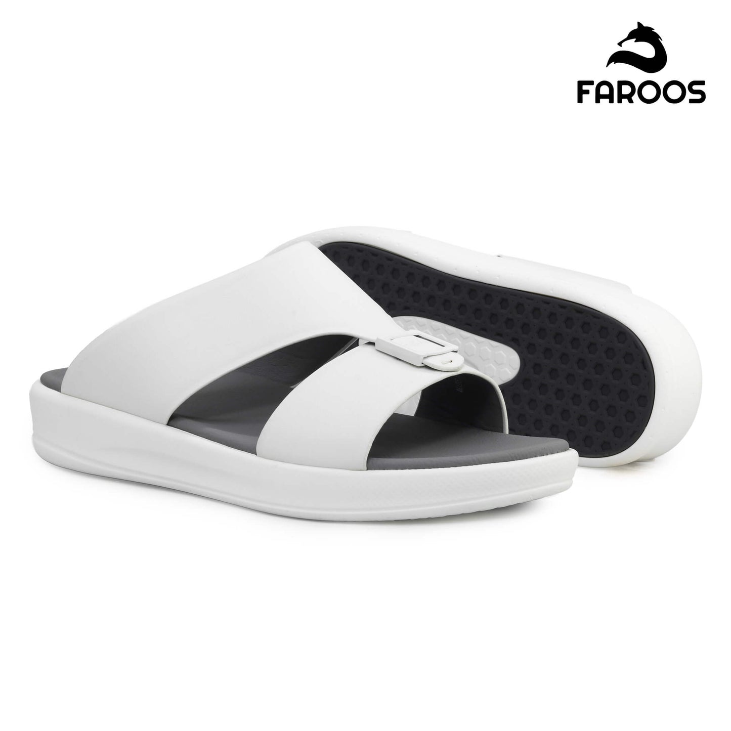 Faroos[F485]M102 White Gents Arabic Sandal