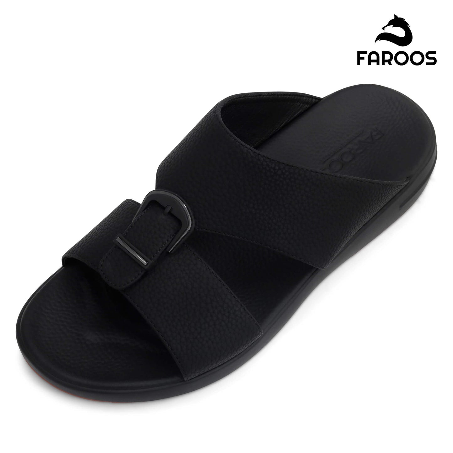 Faroos[F428]M208 Full Black Gents Arabic Sandal