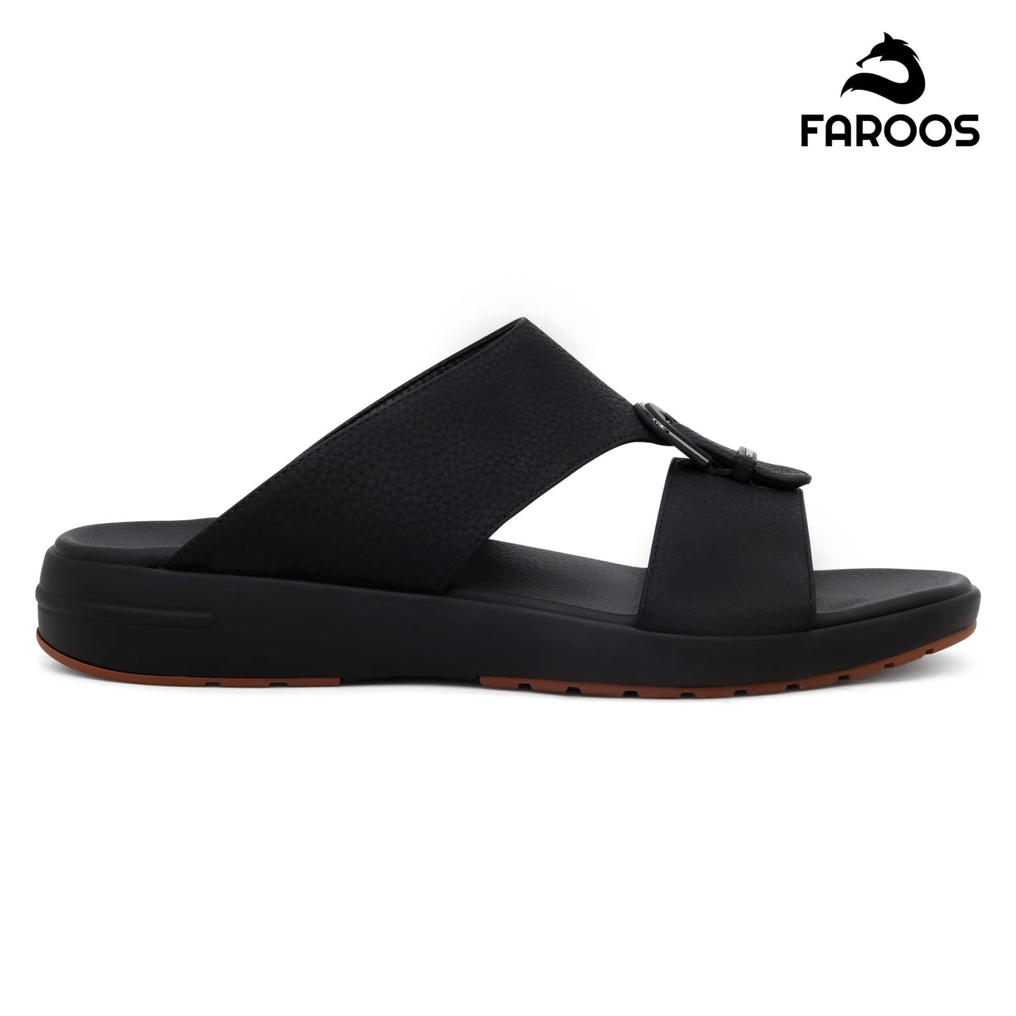 Faroos[F428]M208 Full Black Gents Arabic Sandal