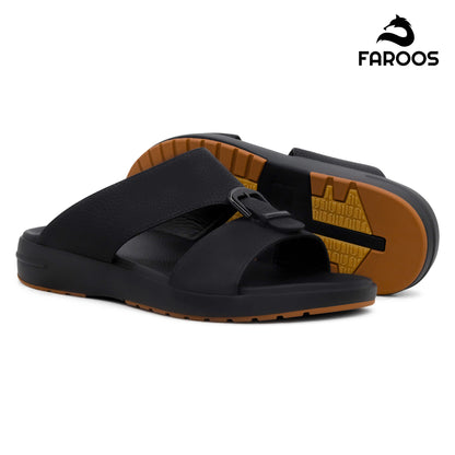 Faroos[F428]M208 Full Black Gents Arabic Sandal