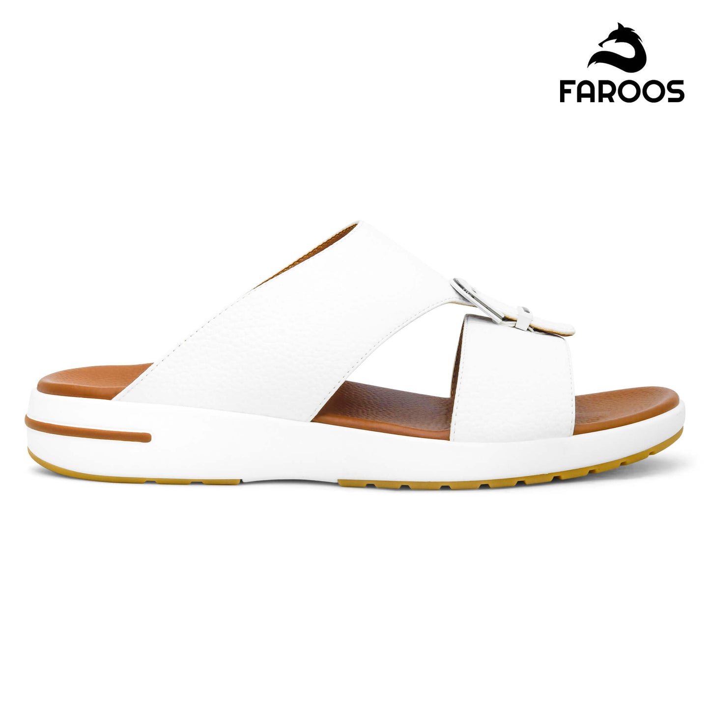 Faroos[F429]M208 White Gents Arabic Sandal