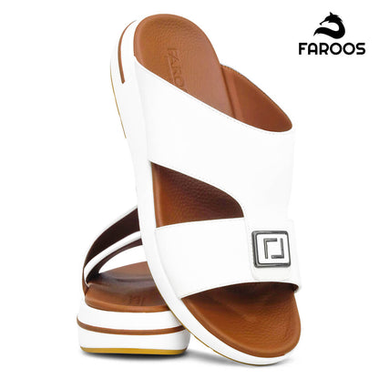 Faroos[F433]M201 White Gents Arabic Sandal